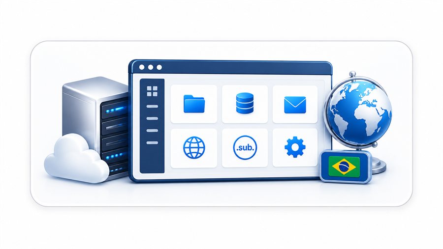 Ilustração do painel cPanel completo
