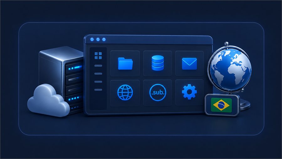 Ilustração do painel cPanel completo